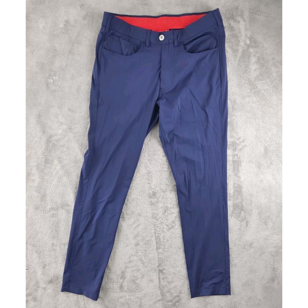 Redvanly Kent Navy Pull On Pants Mens Small Trouser Golf Performance Stretch